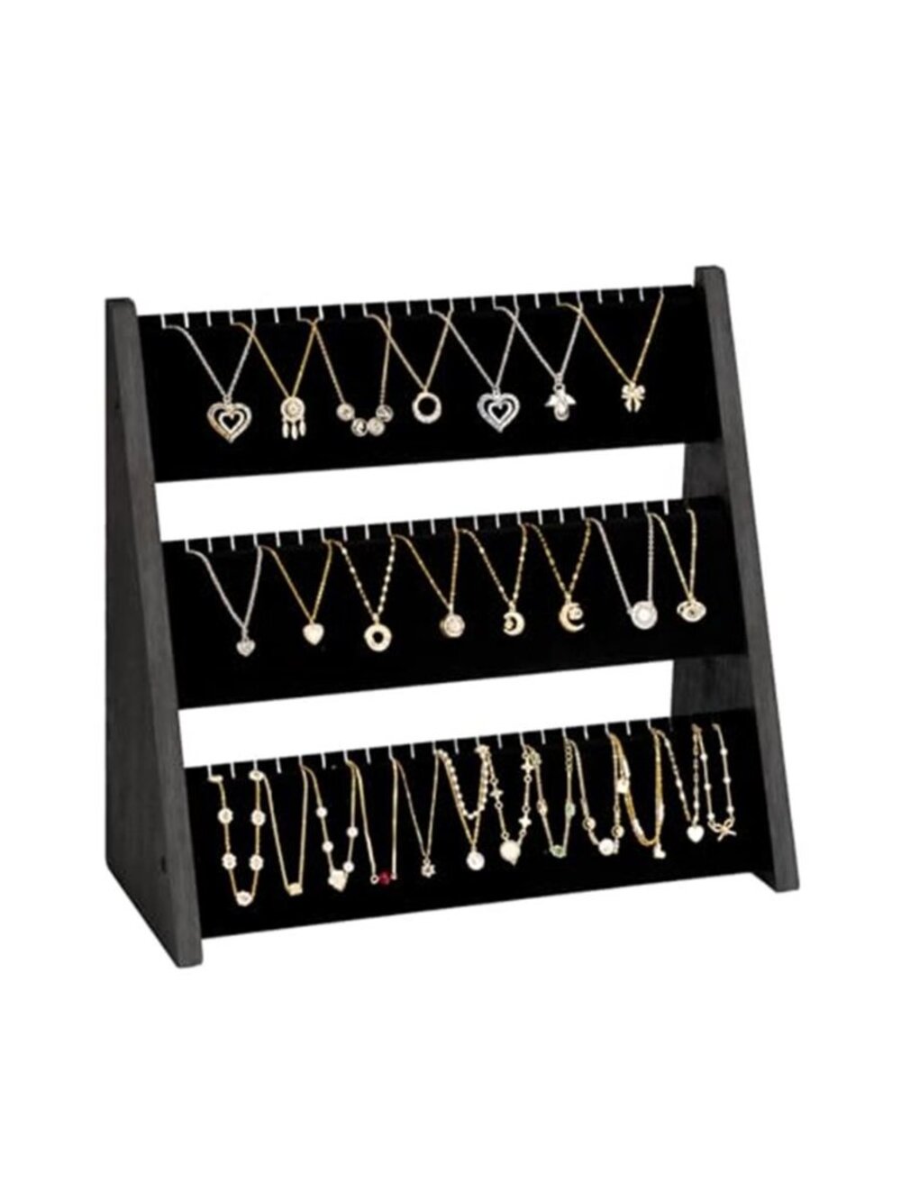 Necklace Organizer, 3-Tier Necklace Holder Jewelry Organizer Stand with Velvet